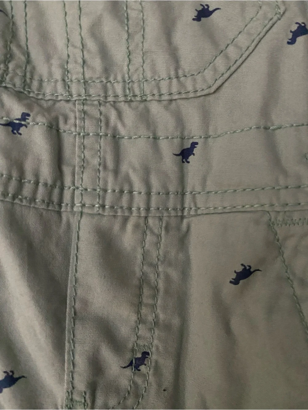 OshKosh B'gosh Mint Green Dino Shortalls with Navy Dino Print